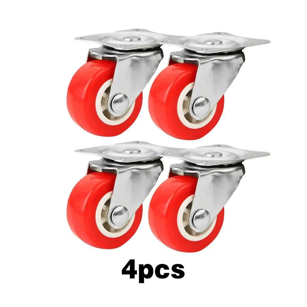 10PCS Car Swivel Casters 360 Degrees Heavy Duty Wheel Caster 1.5 Inch Wear Resistant Mute Heavy Trolley Wheels Red Swivel Castor