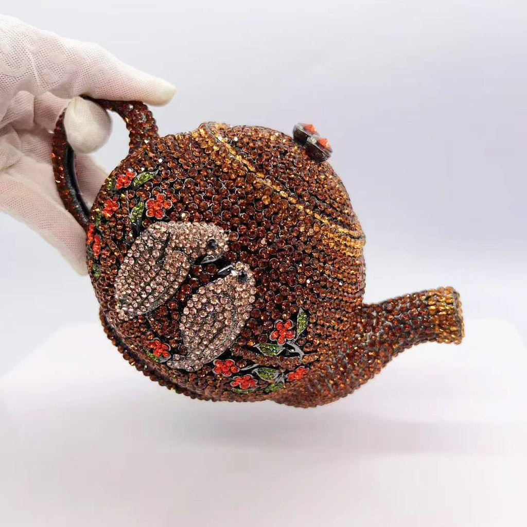 Teapot Women Rhinestone Evening Bag Classical Party Crystal Clutches Christmas Gift Bags Luxury Handbag Wedding Bridal Purse