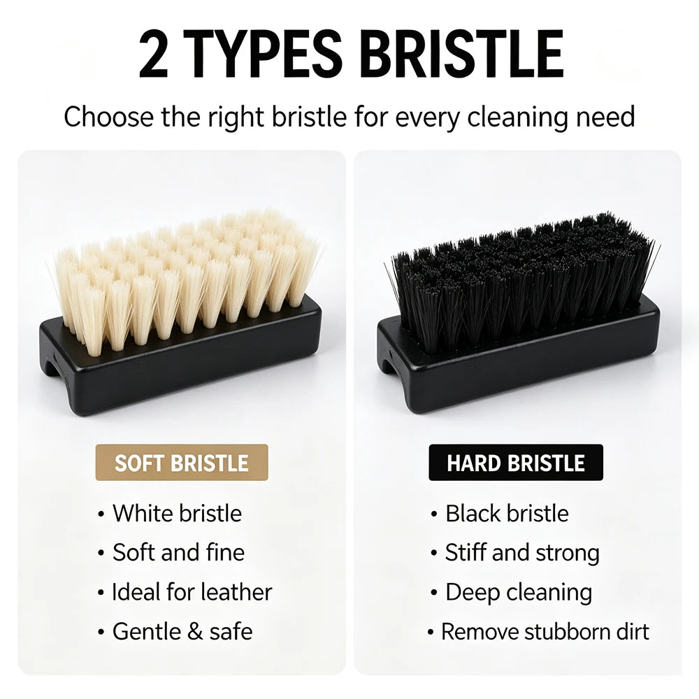 2 Pcs Car Leather Cleaning Brush Set Soft & Hard Bristles Scratch-Free Auto Interior Detailing Brushes for Car Care tools