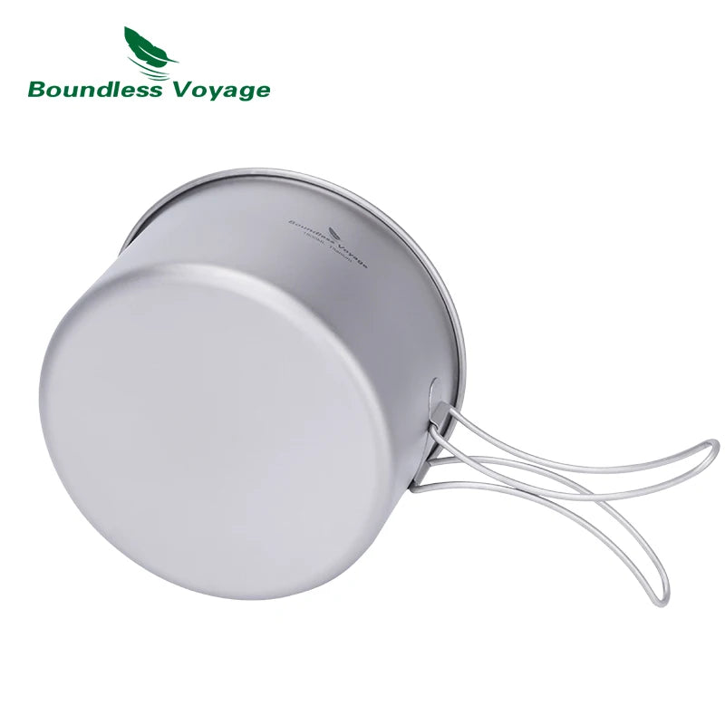 Boundless Voyage 1.2L 1.8L 2.4L Titanium Pot 0.7L Camping Kettle Cookware Outdoor Portable Stackable Ultralight Cooking Mess Kit