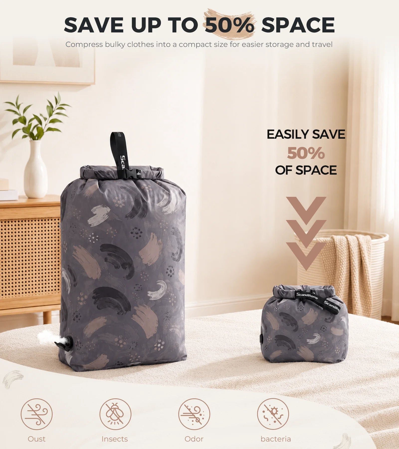 Travel Compression Bag for Clothes Storage Packing Organizer Suitcase Luggage Space Saving Reusable Roll Up Air Valve Pump Free