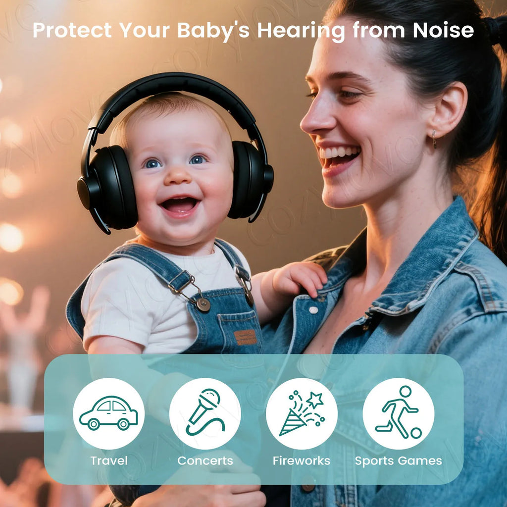 2-in-1 Adjustable Baby Kids Noise Cancelling Earmuffs, Dual Stage Convertible Infant Sound Proof Earmuffs for Newborn to Toddler