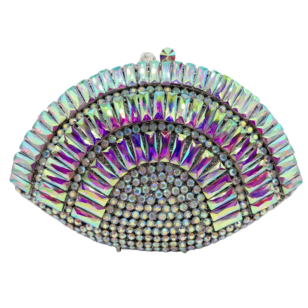 High Quality Luxury Scalloped Rectangular Stone, Diamond Wedding Party, Tote Bag, Evening Bag, Crystal Clutch