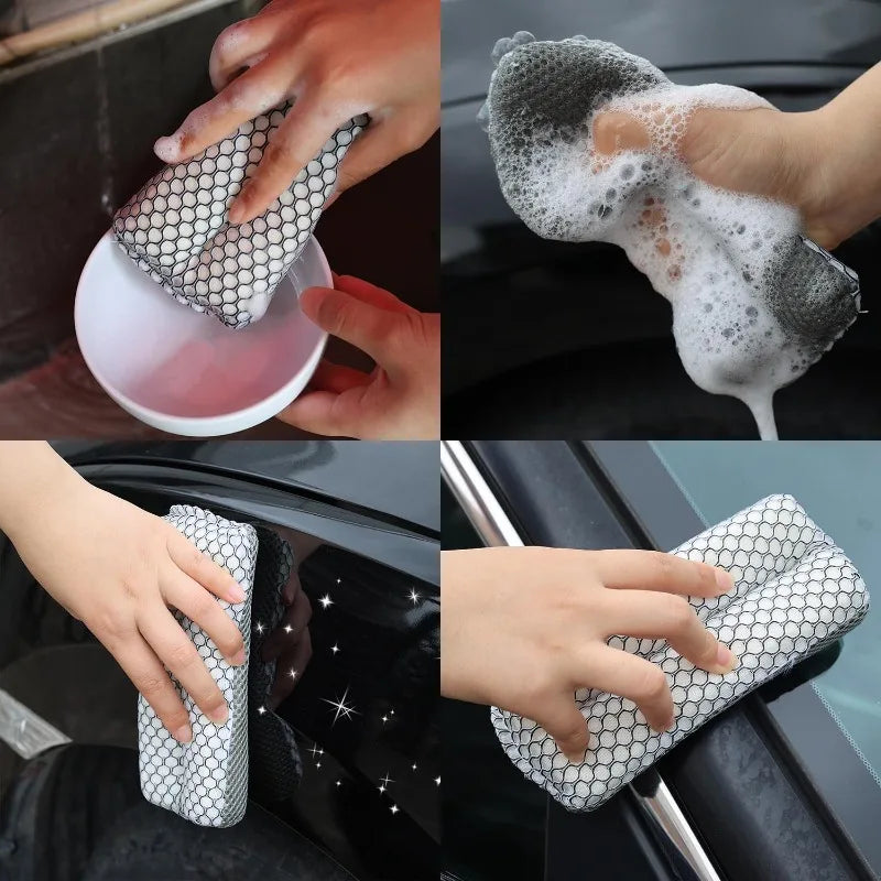 Universal Car Wash Sponge Mesh Bug Dirt Remover Highly Absorbent Pad Auto Detailing Cleaning Tool Scratch Free Paint Care Parts