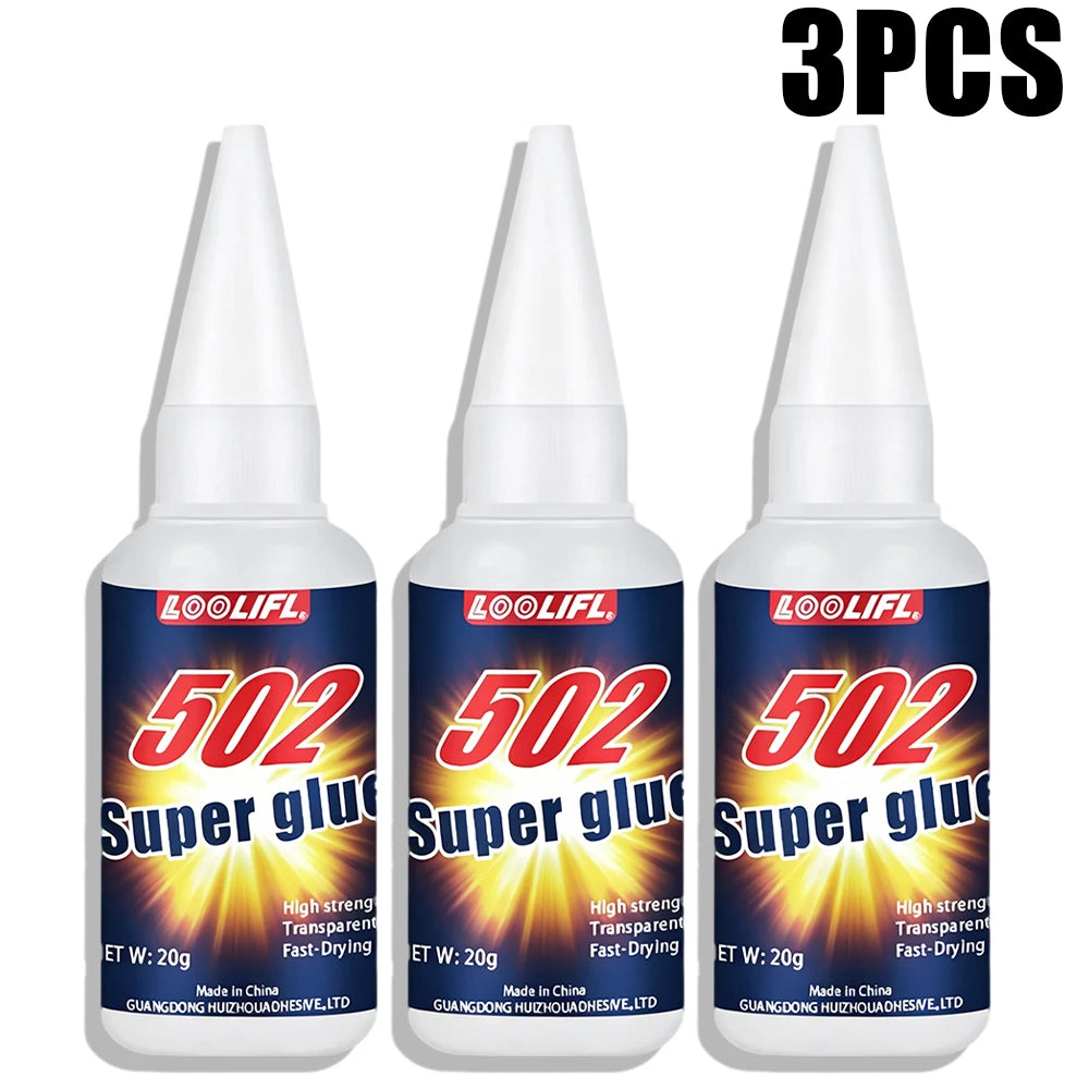 20g Clear 502 Super Instant Glue Fast Curing Strong Bond Low Odor Multi Material Repair Adhesive for Metal Plastic Wood Ceramic