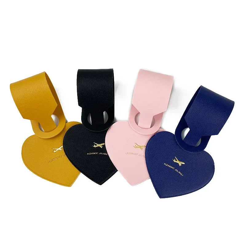 Heart-shaped PU Luggage Tag Women Men Flight Holiday Travel Accessories Suitcase Tags Name ID Address Lable Bag Tags for Luggage