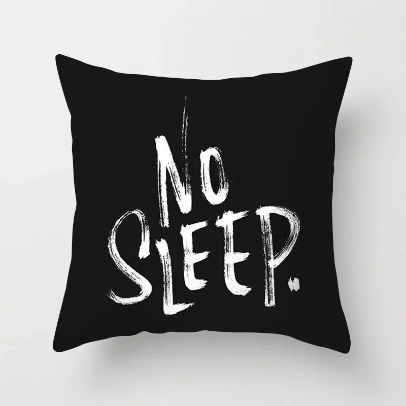 Black And White Geometric Portrait Double-sided Printed pillow cover Short plush Suitable living rooms sofas throw cushion cover