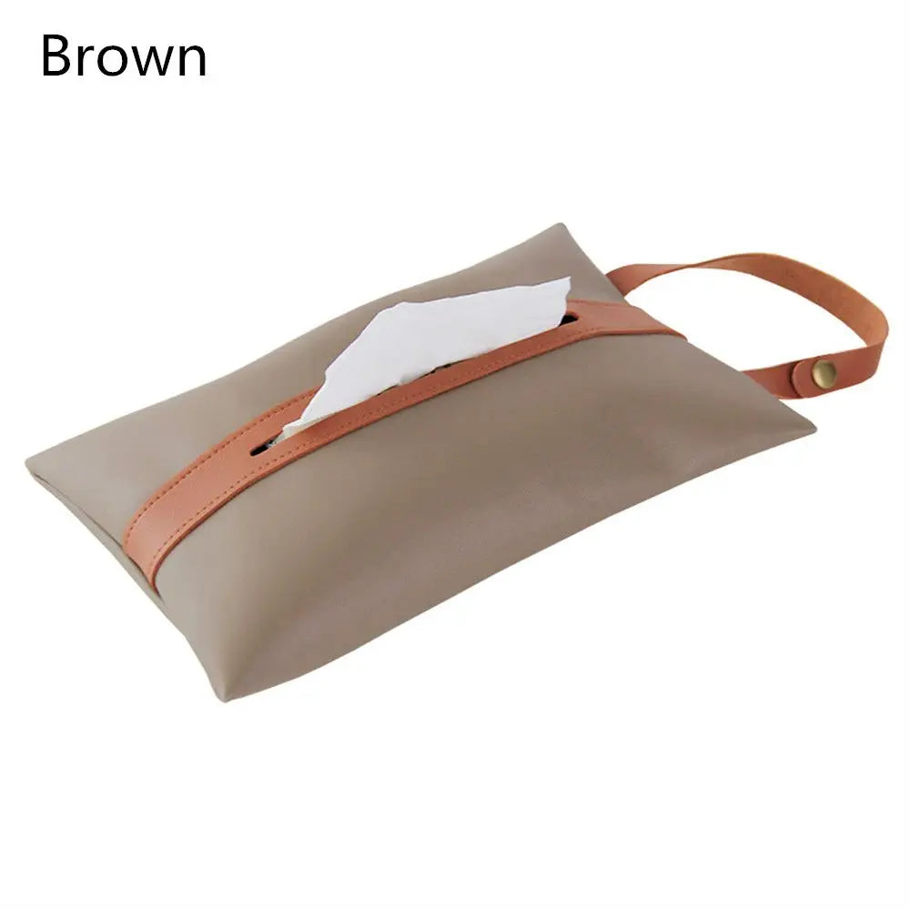 With Zipper Leather Pu Hanging For Car Hanging Tissue Cover Bag Toilet Tissue Storage Bag Car Tissue Box Paper Holder