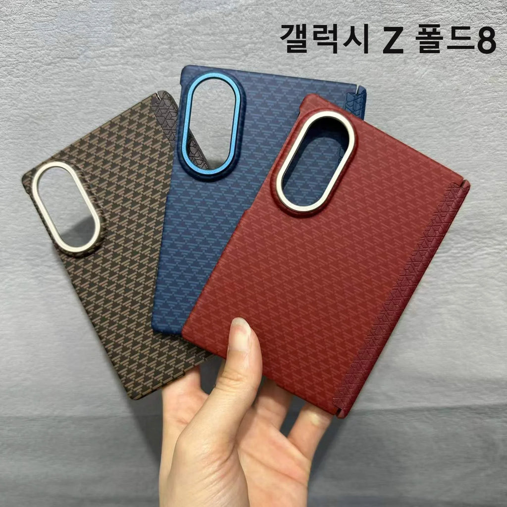 Luxury Busienss Nano-carving Carbon Fiber Texture Case for For Samsung Galaxy Z Fold 8 for Magsafe Hinge Alloy Lens Phone Cover