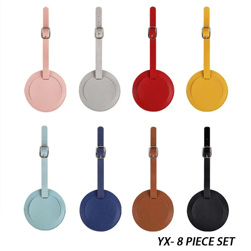 Stylish Round Luggage Tag for Air Travel - Durable Scratch-Resistant Build, Secure Buckle & Removable Contact Card