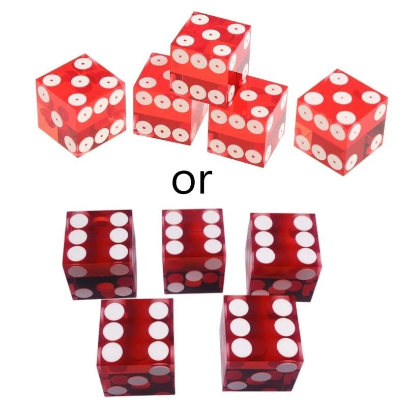 5pcs High-grade Acrylic Transparent Dice D6 19mm Casino Dice with Razor Edges XXUF