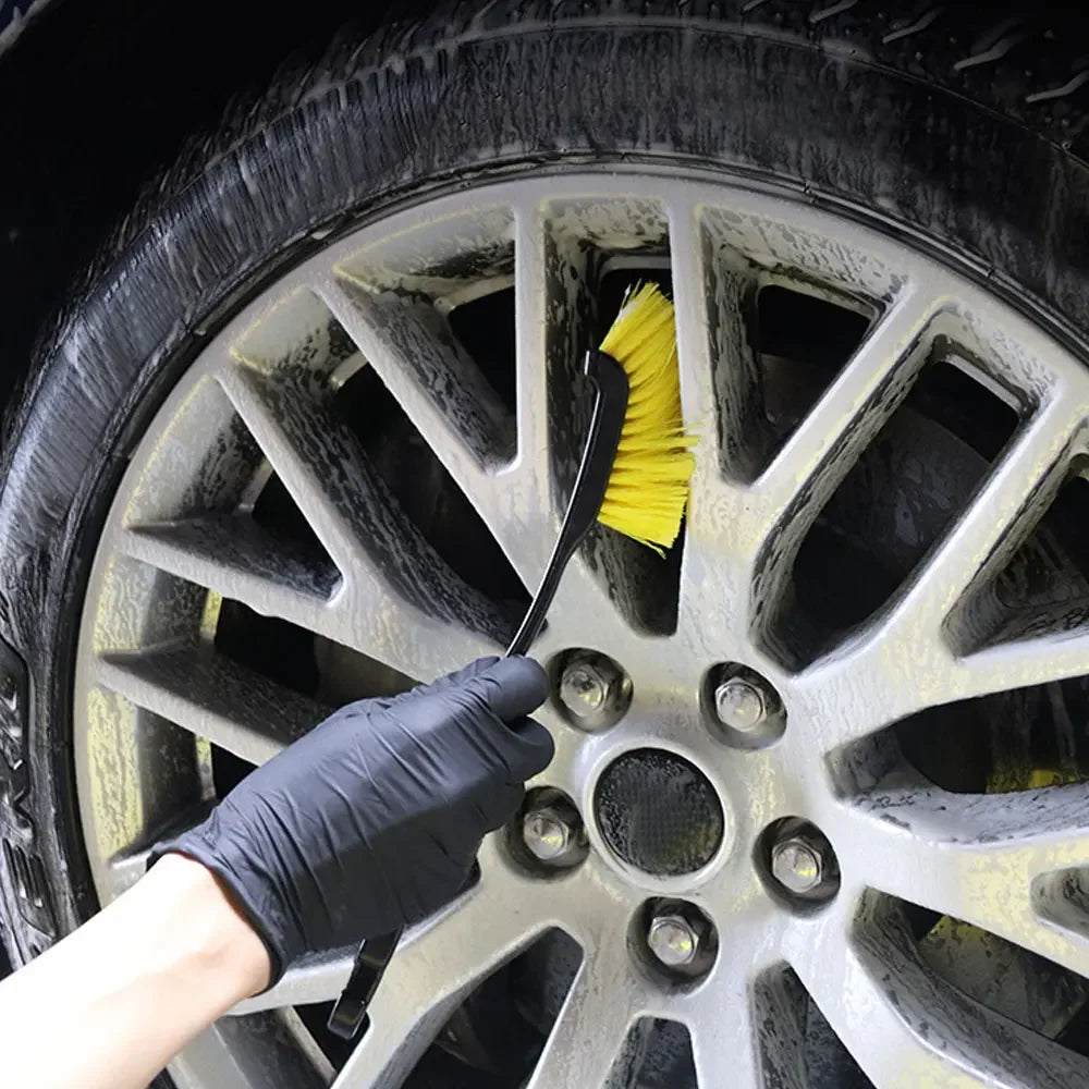 1pc Universal Car Wheel Plastic Handle Cleaning Brush Car Tire Detail Wash Brushes Auto Rim Washing Tool Car Tool Accessories