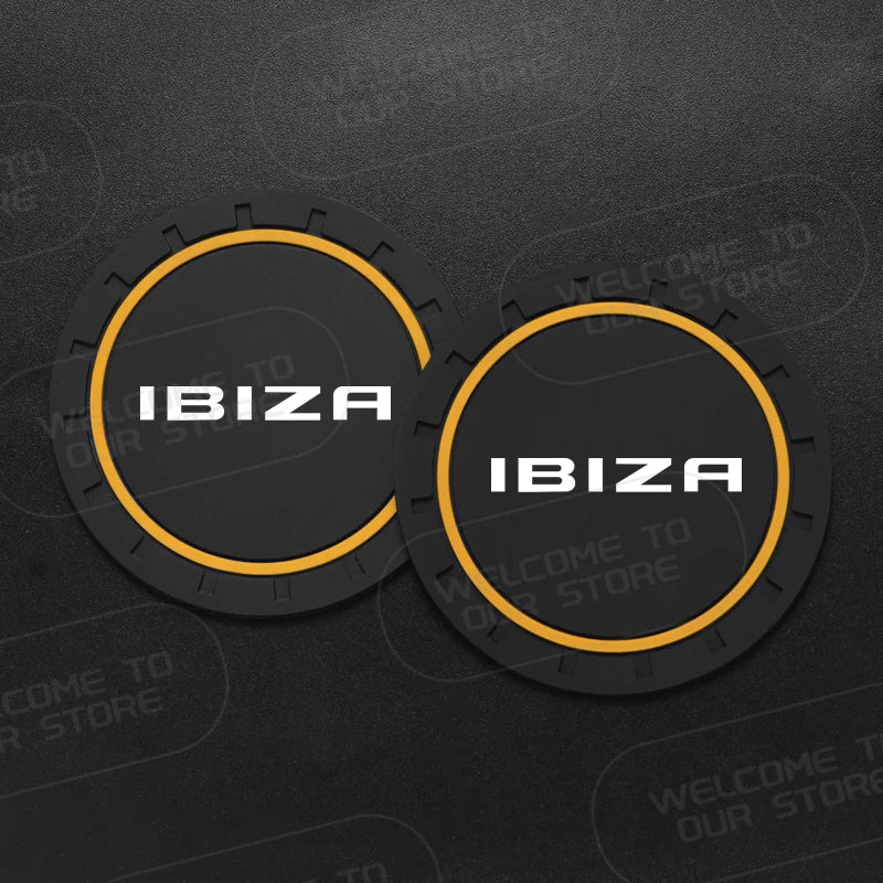 Car Silicone Coaster For Ibiza LOGO 6L MK4 FR Line TSI TDI 2Pcs Anti-Slip Water Cup Drink Mat Insert Coaster Pads Accessories