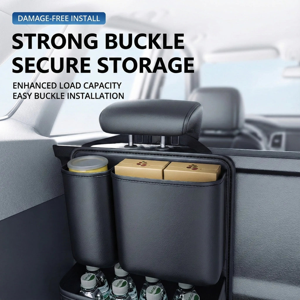 PU Leather Car Organizer, Large Capacity Multi-Pocket Backseat Storage Bag, Space Saving Interior Accessories Universal Fit