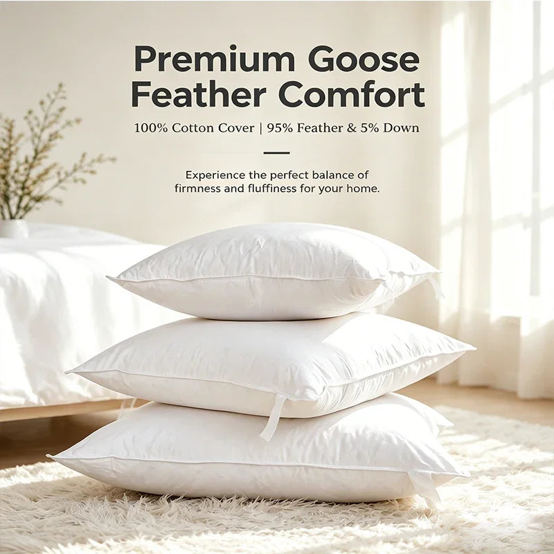 40x60 50x70 45x70cm 100% Cotton Goose Down Pillow Backrest Seat Sofa Chair Sitting Waist Footrest Bed Cushion Pad Pillow Filling