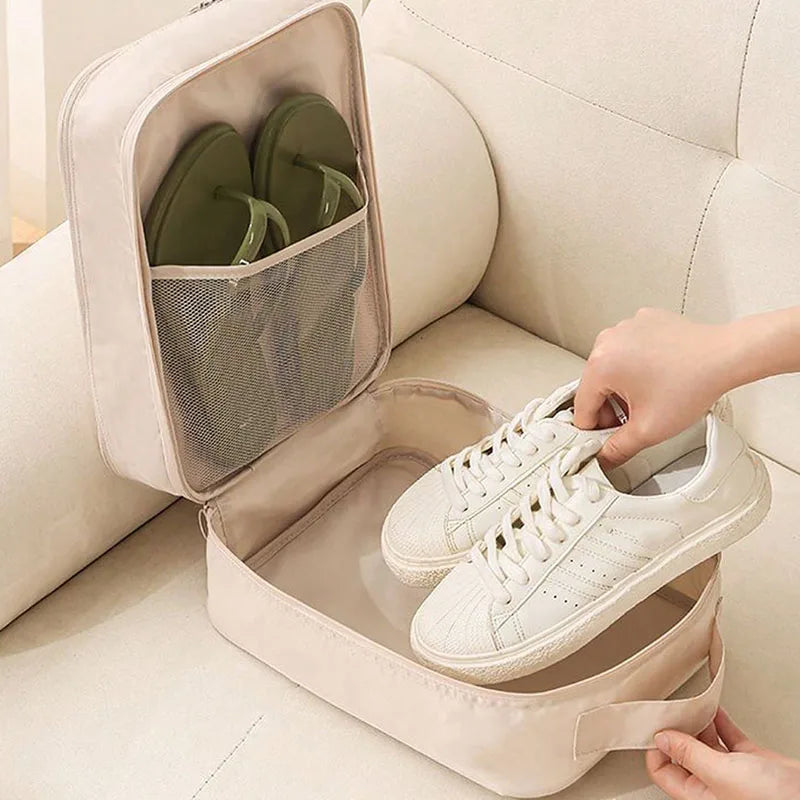New Travel Shoe Bag Storage Bag Washed Diagonal Breathable Mesh Multiple Pairs of Shoes Portable Shoe Box for Business Trips