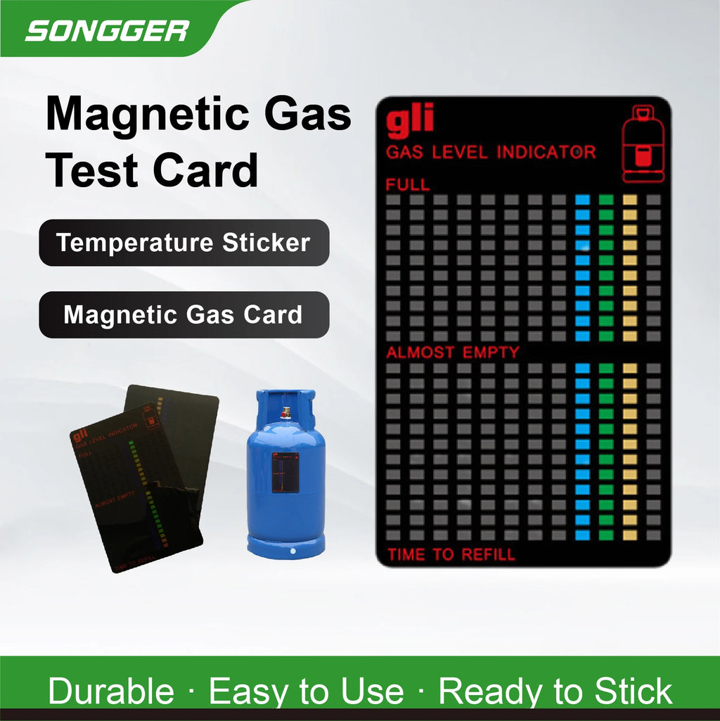 LPG Gas Level Indicator Magnetic Card Tank Gauge Sticker Gas Bottle Level Indicator Temperature Sensitive
