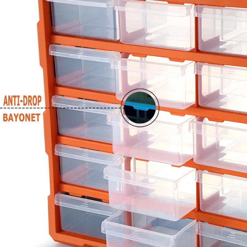 LEADLOONG 39 Grids Plastic Drawer Type Parts Cabinet Hardware Storage Box Transparent Drawers Storage Cabinet