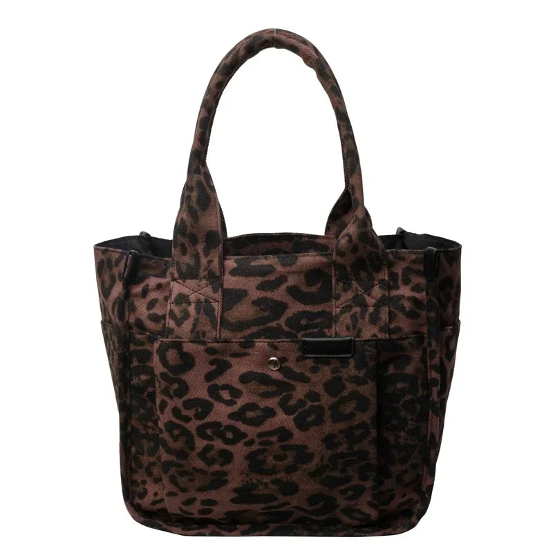 Zipper Leopard Pattern Nylon Women's Shoulder Bag 2026 Hot Sale Large Capacity Tote Bags Fashionable Leopard Print Shoulder Bag