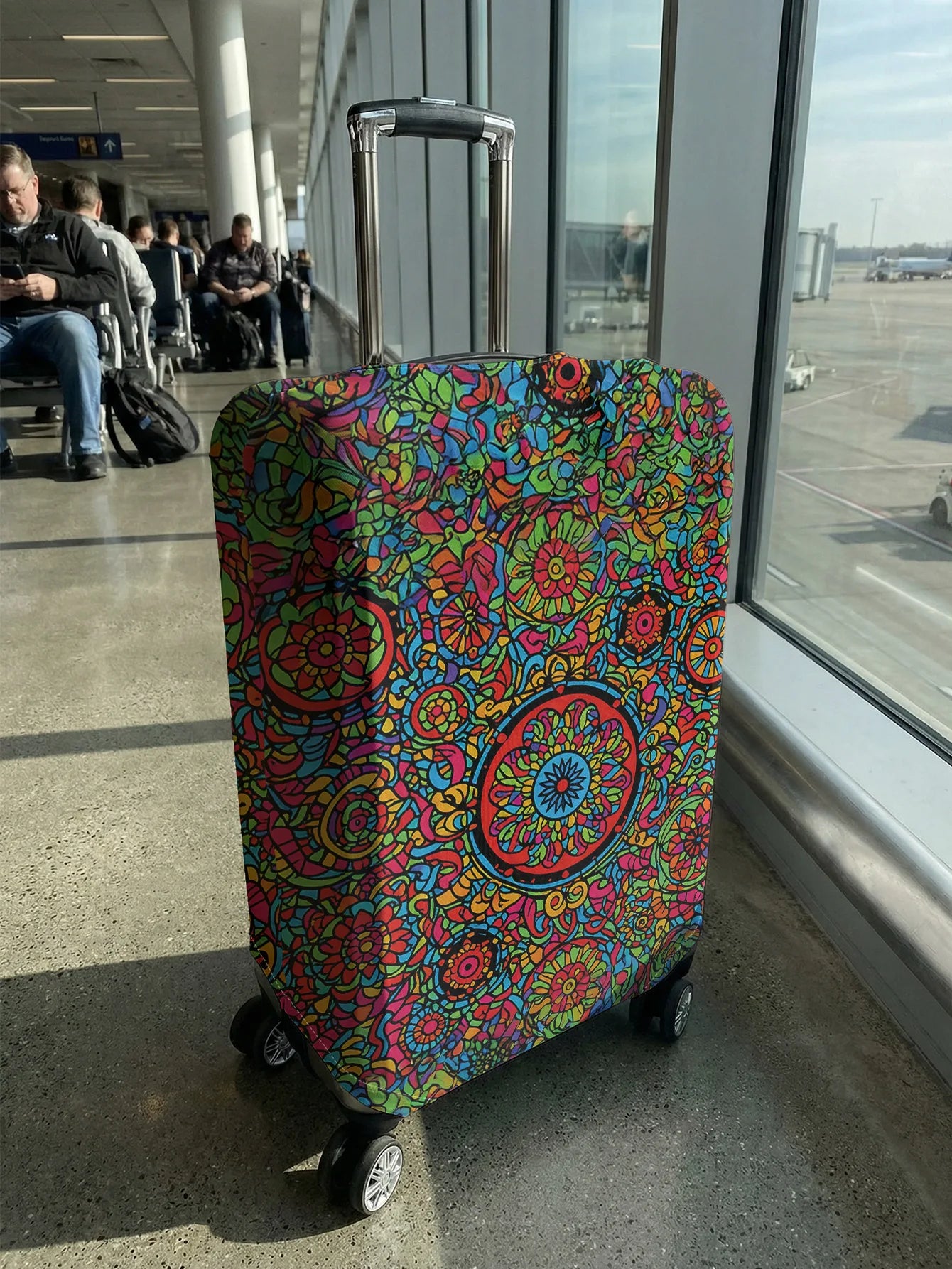 Colorful Mandala Pattern Full Print Luggage Cover, Suitable for 18-32 Inch Luggage Cover, Luggage Handle Glove, Travel Accessori