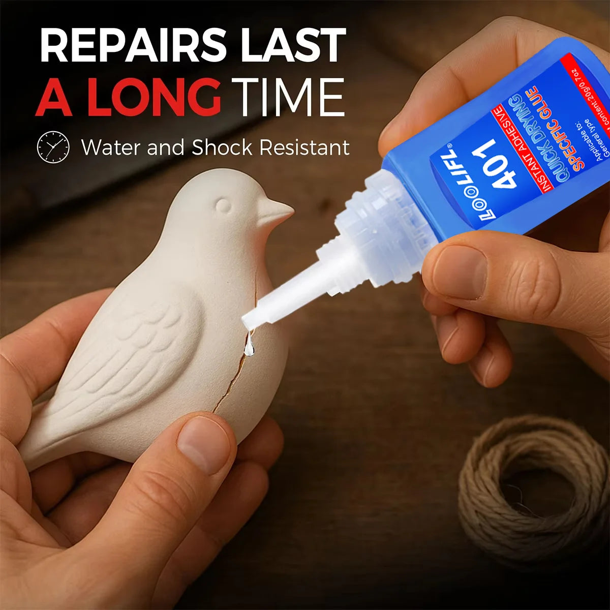 LOOLIFL401 Multi-Purpose Super Glue Cyanoacrylate Adhesive 20g Instant Fast Adhesive Rubber Wood Glass Stronger All Bonding Glue