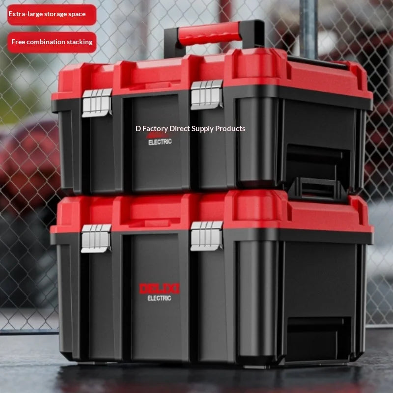 Heavy Duty Wide Tool Box Portable Multi Function Hammer Drill Organizer Large Industrial Grade Home Garage Garage Storage