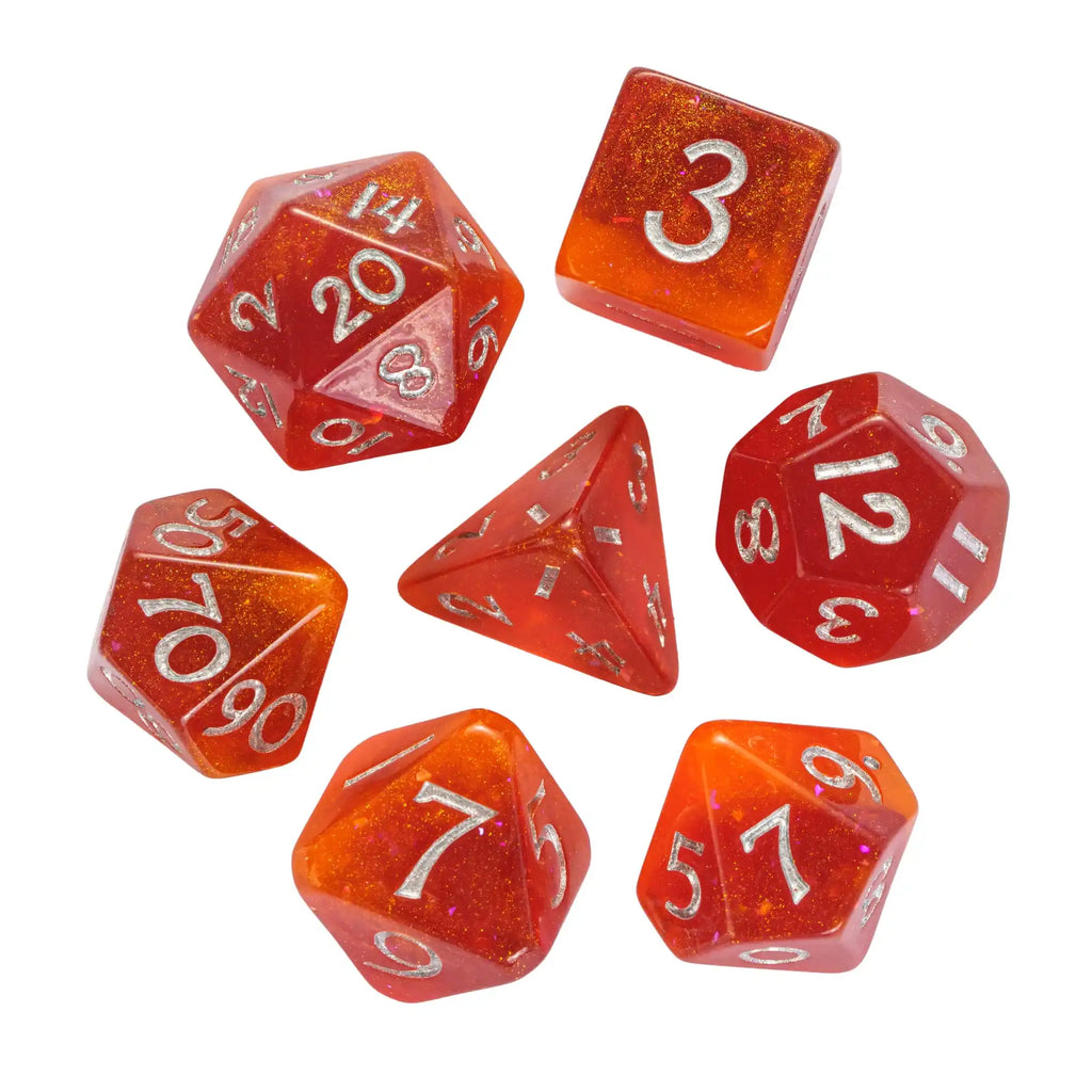 Cusdie Two-tone DND Dices 7 Resin Glitter D&D Dice D4 D6 D8 D10 D% D12 D20 Polyhedral Dice Set for Role Playing Board Games