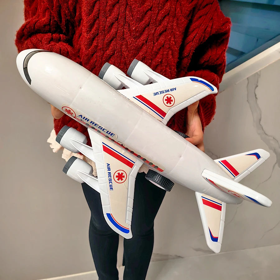 Large white Airbus toy plane-Inertia powered model, realistic design, perfect gift for boys and girls, birthday or New Year gift