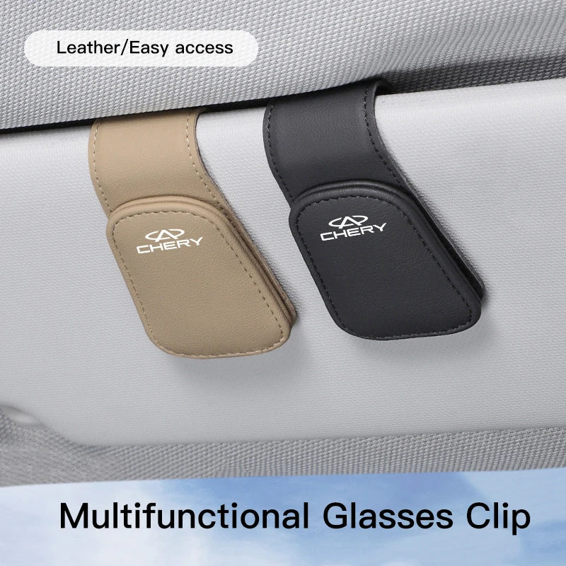 Car Interior Glasses Clip Leather Storage Holder Accessories For Chery EQ7 E3 Tiggo 7 QQ 5x Pro 4 3 Fulwin 2 X1 5 8 T11 Arrizo 6