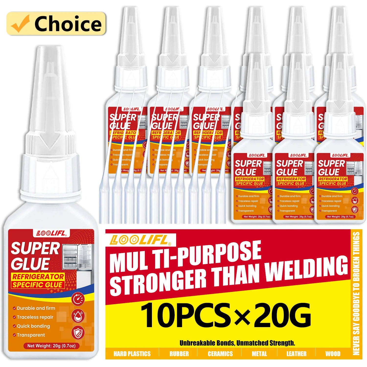 1-10PCS Super Glue Super Strong Adhesive, Suitable for Instant Transparent Adhesive of Plastics, Metals, Wood, Crafts, Glass, Ce