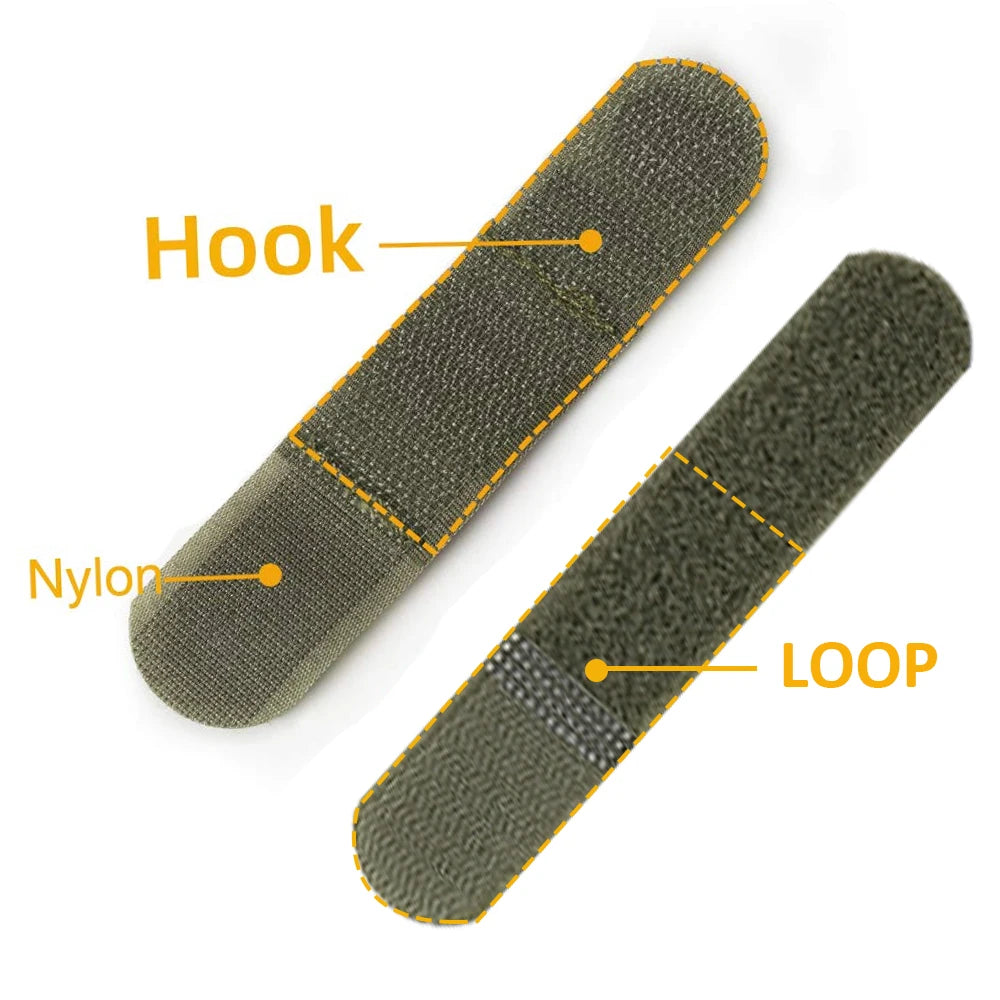 10Pcs 12cm Tactical Fastening Binding Strap Hook & Loop Reusable Strap Molle Nylon Straps for Outdoor Bag Clothes Shoes Backpack