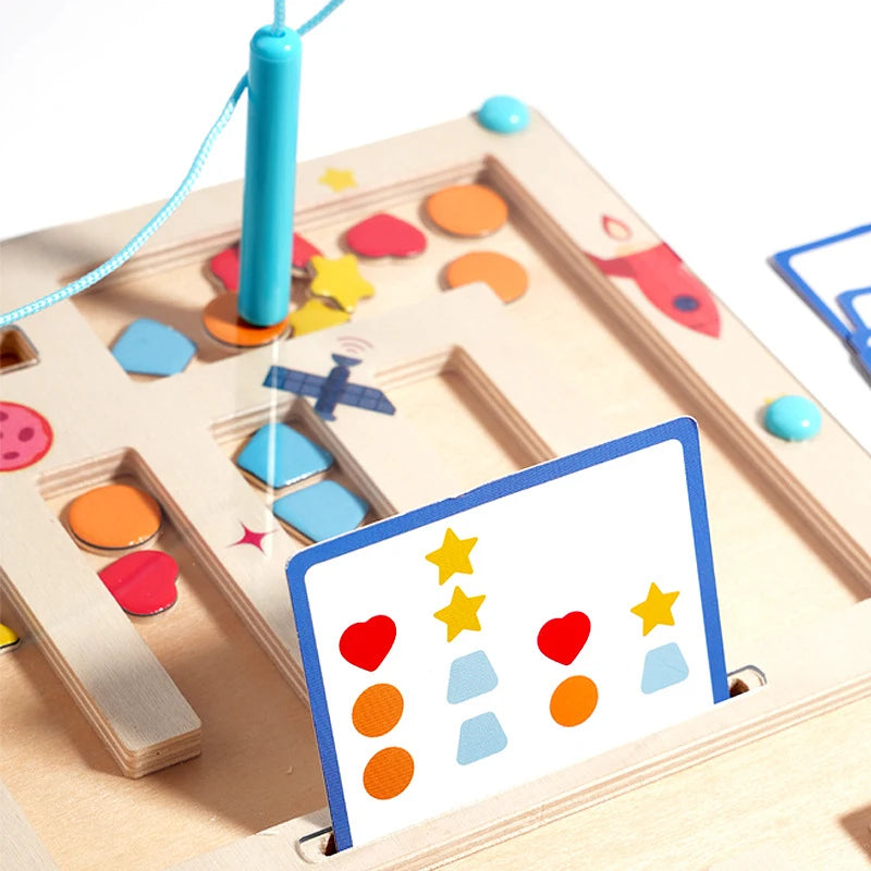 Kawaii 2 Players Magnetic Shape Maze Board Game Kids Logical Thinking Training Preschool Educational Battle Toy Gift