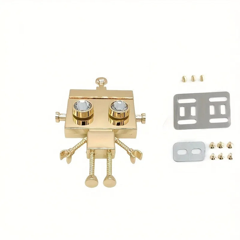 1pc Robot Shape Metal Bag Lock DIY Push Button Purse Lock Hardware Accessories