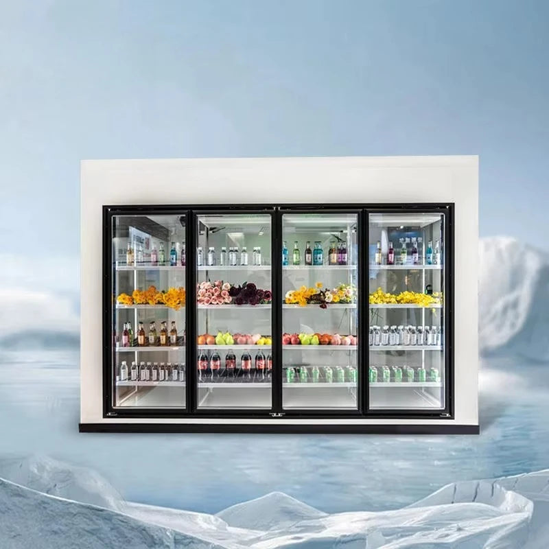 Glass Door Walk in Cold Storage Room Commercial Display Cooler Energy Efficient for Food Lab Kitchen Storage Custom