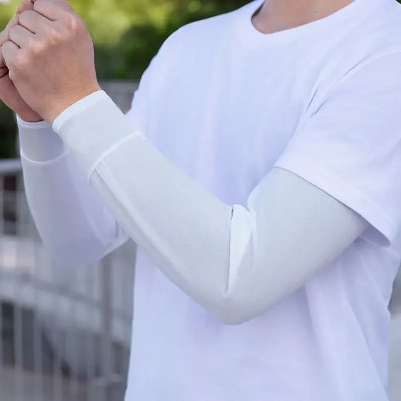 Summer UV-Protective Ice Silk Arm Sleeves for Men | Loose & Absorbent, Perfect for Riding, Running, Driving