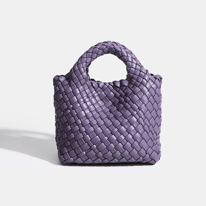 Designer bag Women's handbag Popular small size version PU leather woven bag Fashion style soft handmade bucket bag