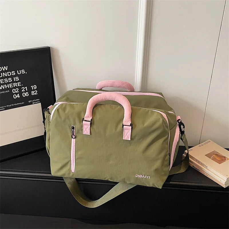 High Aesthetic Pure Color Large Capacity Lightweight Travel Bag Handheld Diagonal Sports Fitness Bag for Business Trips