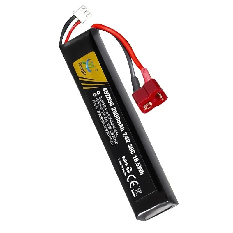 7.4V 2500mAh Lipo Battery Split Connection for Water Gun 2S 7.4V Battery for Mini Airsoft BB Air Pistol Electric Toys Guns Parts