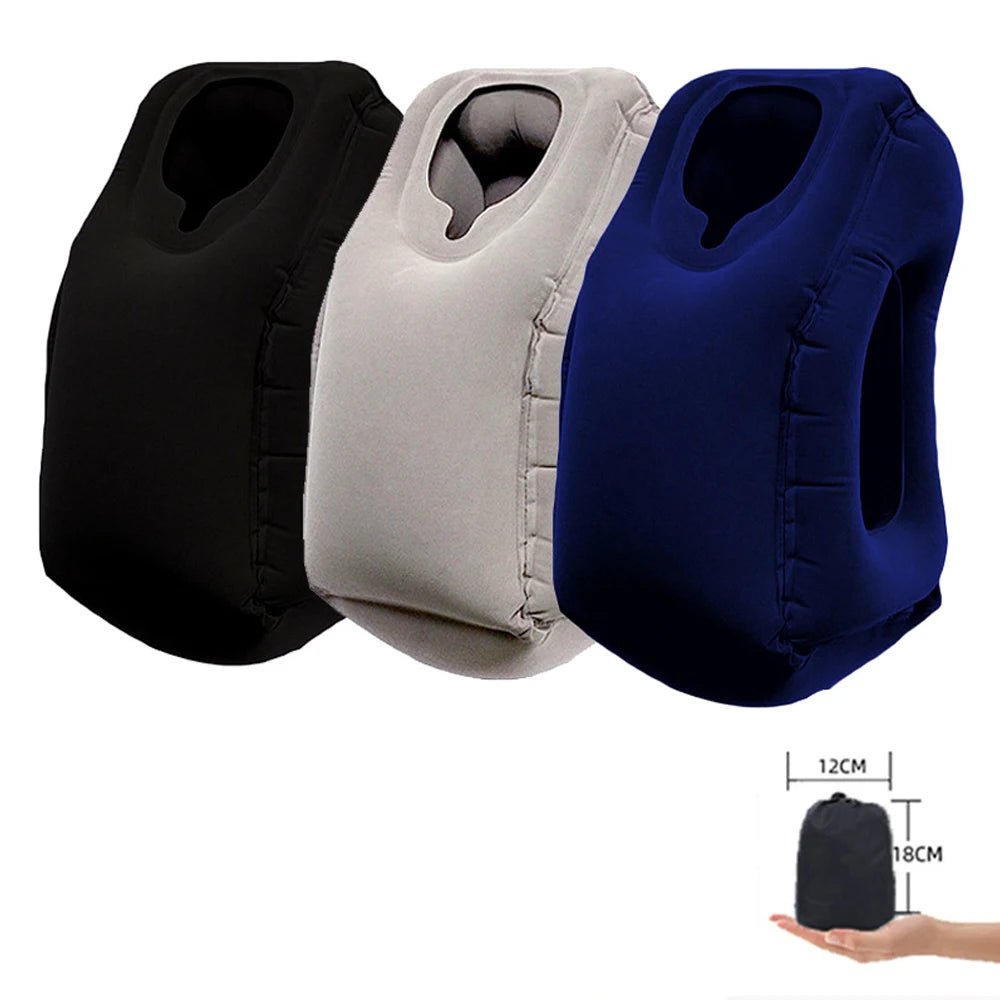 Upgraded Inflatable Air Cushion Travel Pillow Headrest Chin Support Cushions for Airplane Plane Car Office Rest Neck Nap Pillows