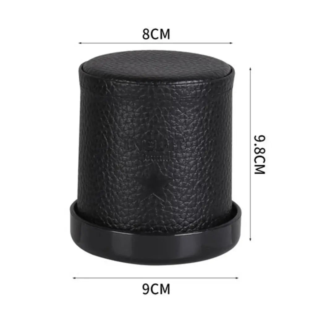 Green Red Leather Dice Cup with Lid Lining Interior Quiet in Shaking for Liars Dice Farkle Yahtzee Board Games with 5 pcs Dice