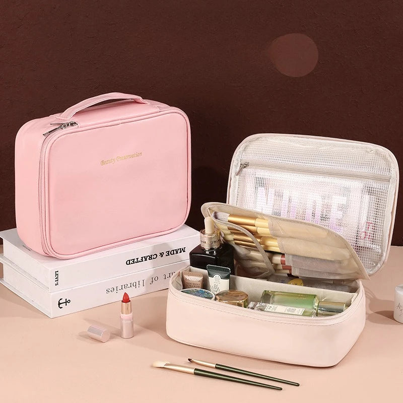Partition Makeup Bag Organizing Large Capacity Storage Bag Hand-held Travel Makeup Toothbrush Dental Utensils Toiletries Bag