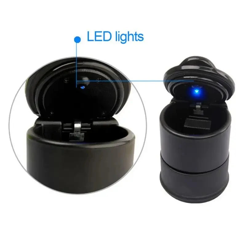 2PCS Car Portable Ashtray Holder Plastic Cup Flame Retardant Cigarette LED Ashtray Storage Case For Auto Home Smoking Accessory