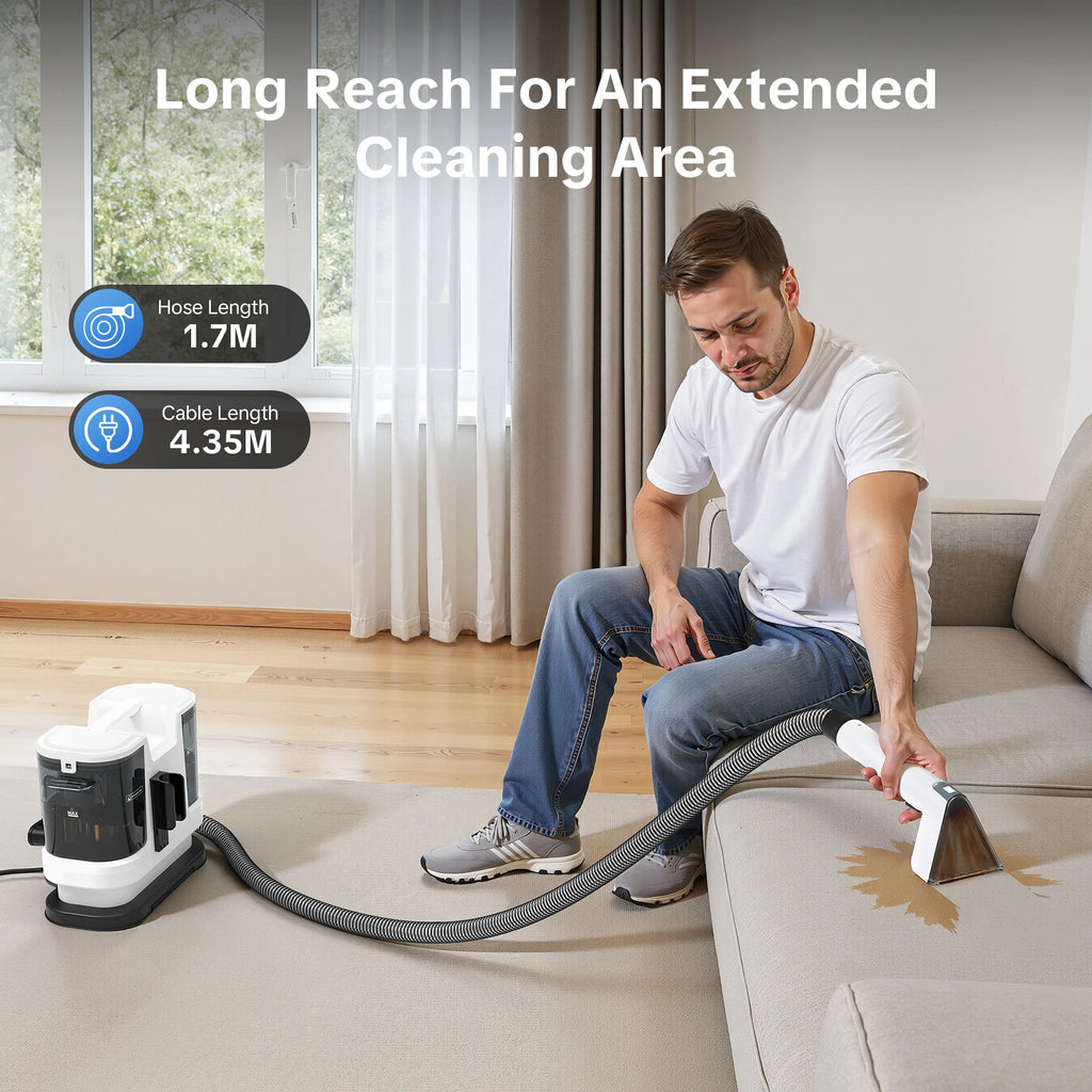 Lubluelu V8 Multi-Purpose Portable Carpet & Upholstery Spot Cleaner Machine, 15KPa Suction, Hot Steam Upgrade, with Heating Function to 60 Degrees, 800W, Dual Water Tank&6m Working Radius, for Rugs, Pets, Car Seats, Sofa and