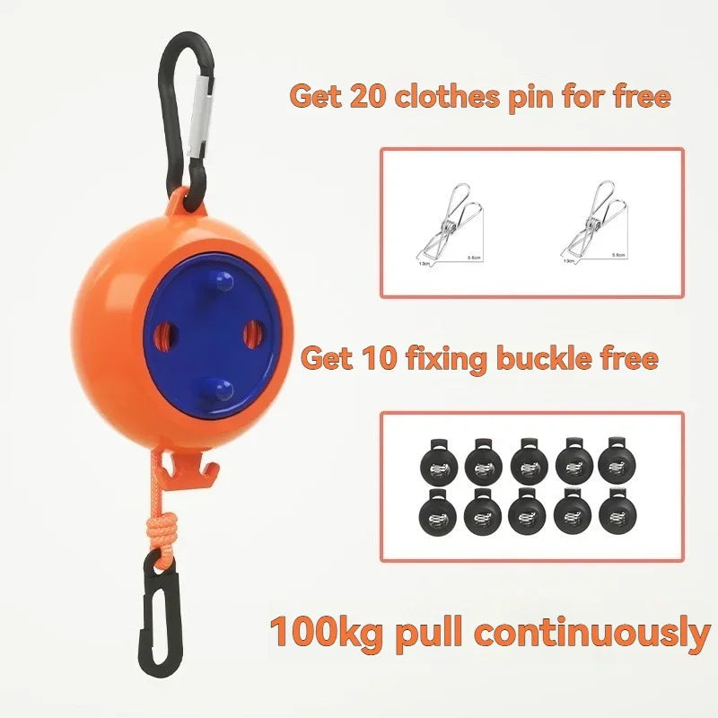Household Retractable Clothesline Portable 10m Outdoor Camping Clothesline Adjustable Laundry Drying Rope For Travel Hotel