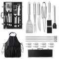 Stainless Steel Grillware Aluminium Case Set Grill Knife Fork Spatula Brush Outdoor BBQ Tools Combination Set