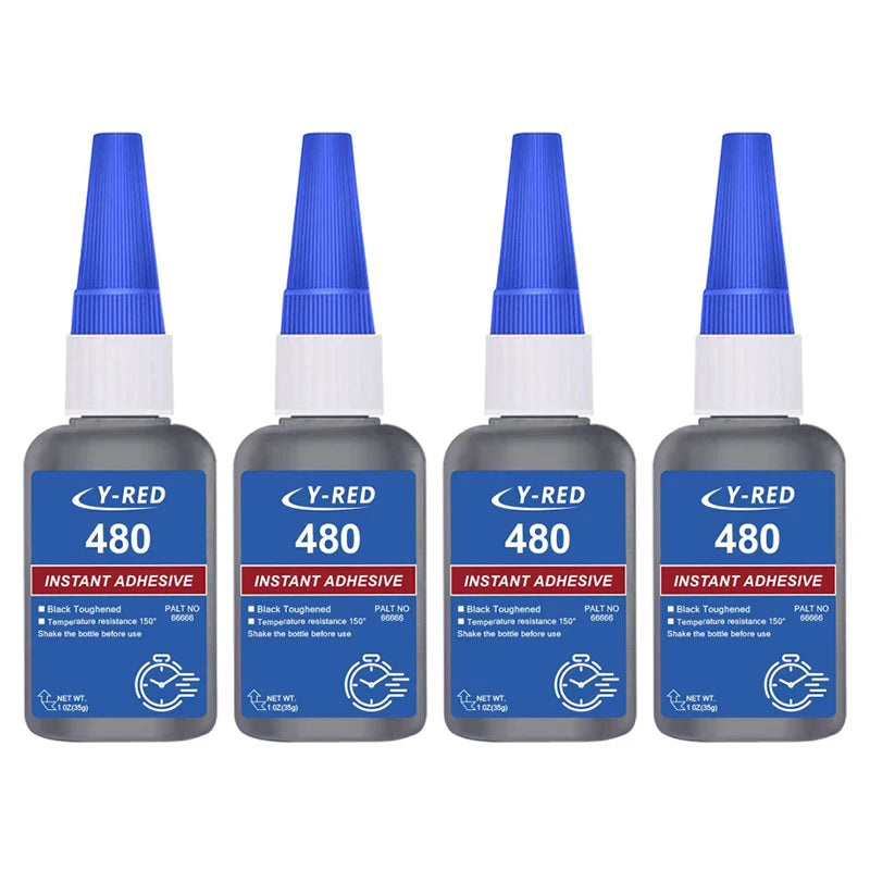 480 Black Super Glue,Instant Adhesive Super Strong CA Glue for DIY, Repair, Crafts, Metal, Plastic, Rubberr