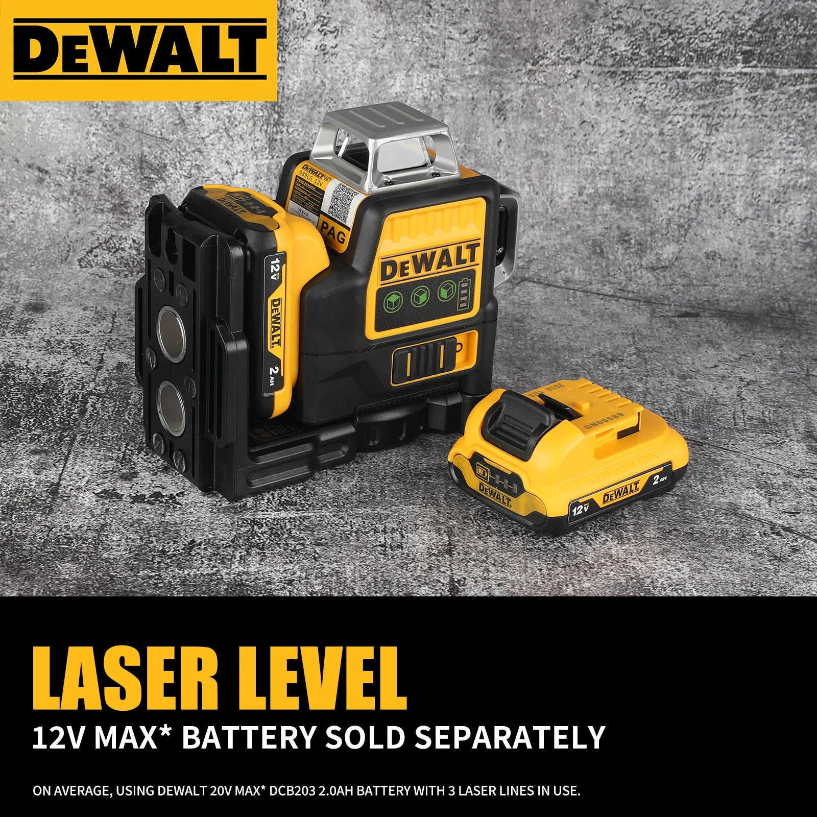 DeWalt DW089LG 12 - Line 3 - Side 360° All - Around Green - Light Laser Level for Outdoor Use - Ideal for Precise