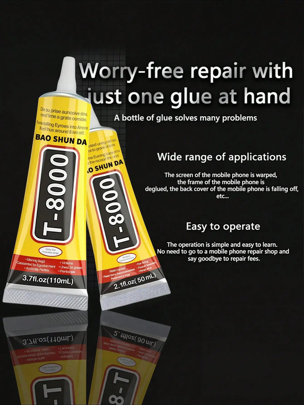 E8000 Phones Screen Glue, Semi Fluid Iransparent Adhesive Glue Precision Craft Repair for Phone Screen Replacements DIY Jewelry