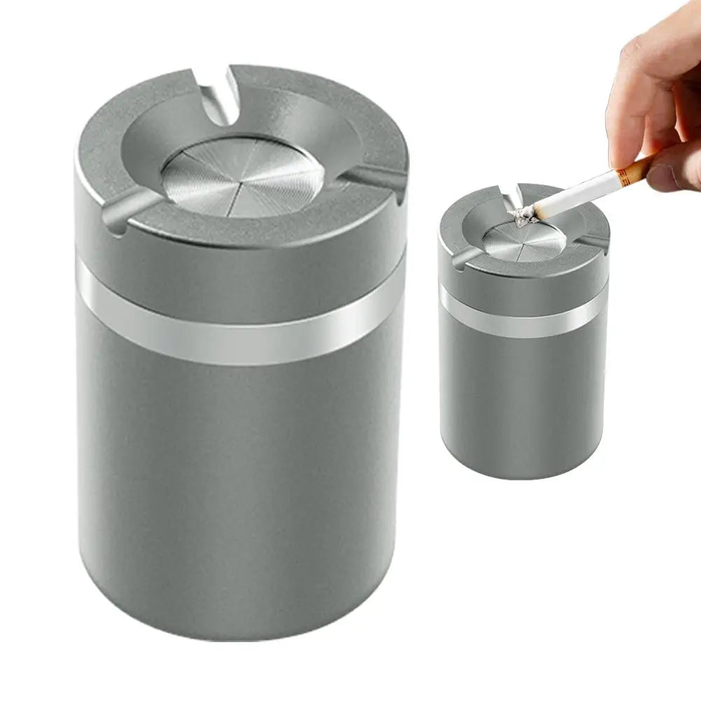 360° Stainless Steel Twist-Lock Ashtray, Windproof Odor-Proof & With Cigarette Holder for Car & Home, Smokeless Cigar Ashtray