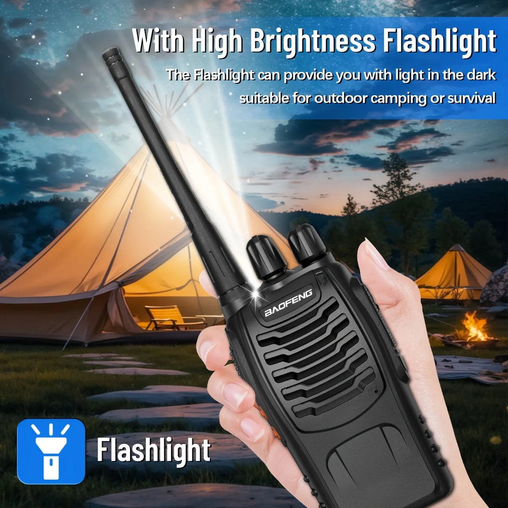 Baofeng Long Range Walkie Talkies for Adults with Earpieces, 16 Channel Rechargeable Handheld Two Way Radio Walky Talky with Flashlight VOX for Adventure Family Camping Hiking Skiing Cruise